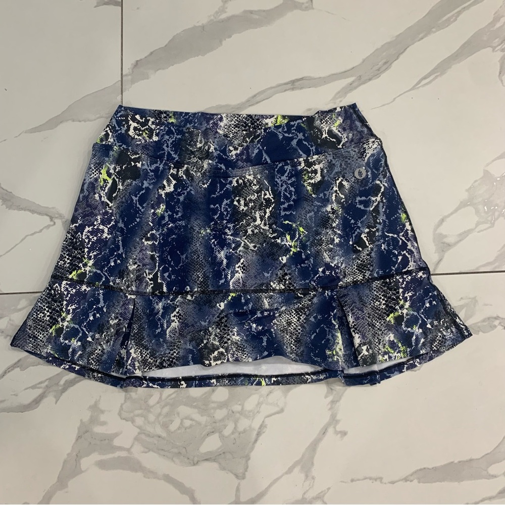 Dona Jo Skort JoJo Sz 3 XL  Blue White Snakeskin Print Citron Golf Performance